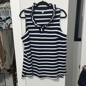 Crown & Ivy Navy and White Striped Tank Top
